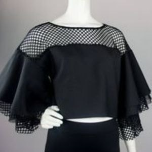 💕SOILD💕 GRACIA Honeycomb Mesh Crop Top